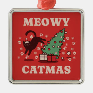 Meowy Catmas Metal Tree Decoration