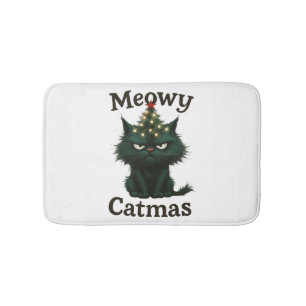 Meowy Catmas Moody cat Bath Mat