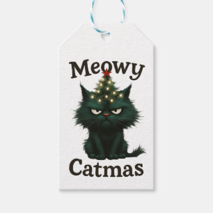 Meowy Catmas Moody cat Gift Tags