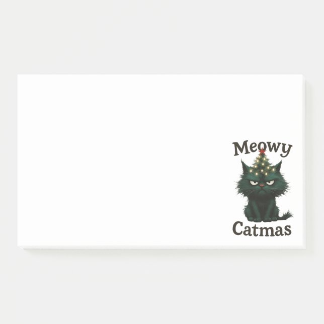 Meowy Catmas Moody cat Post-it Notes (Front)