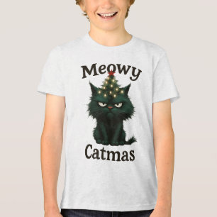 Meowy Catmas Moody cat Tri-Blend Shirt