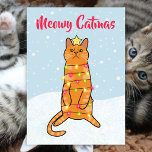 Meowy catmas pun funny cat Christmas lights flat Holiday Card<br><div class="desc">Put a smile on a face with this funny orange cat Christmas and holiday card! - Simply click to personalise this design 🔥 My promises - This design has unique hand drawn elements (drawn my me!) - It is designed with you in mind 🙏 Thank you for supporting my small...</div>