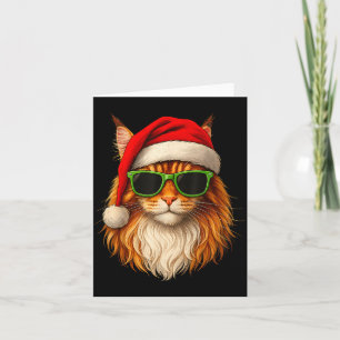 Meowy Catmas Santa Hat Maine Coon Cat Christmas Pa Card