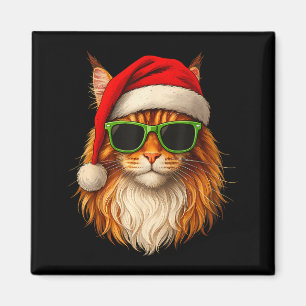 Meowy Catmas Santa Hat Maine Coon Cat Christmas Pa Magnet