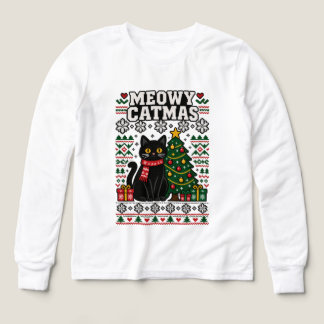 Meowy Catmas Shirt Funny Christmas Cat Long Sleeve