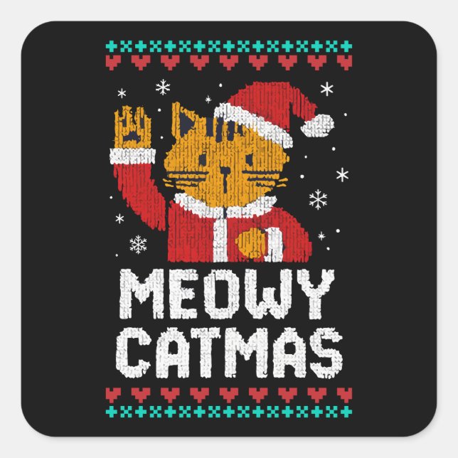 Meowy Catmas Square Sticker (Front)