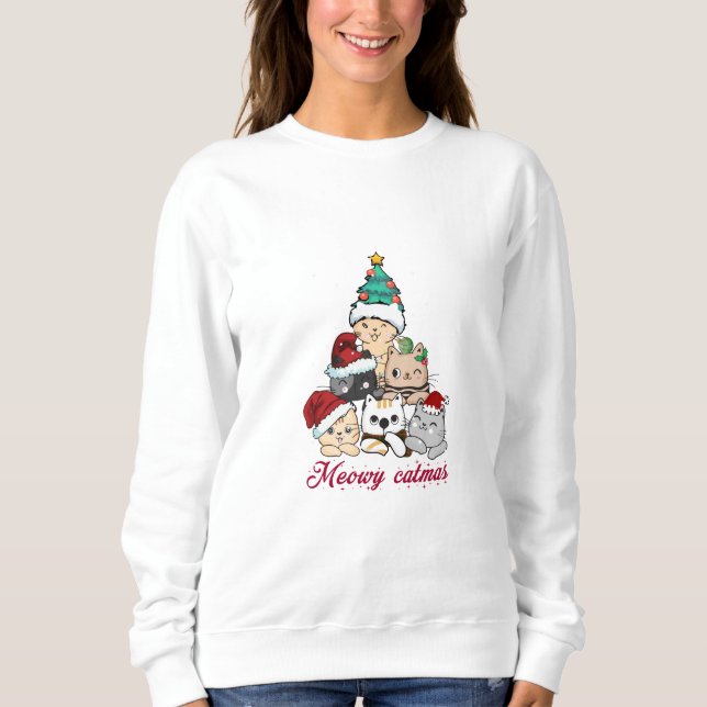 Meowy Catmas Tree Sweatshirt (Front)