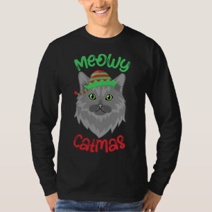 Meowy Catmas. Ugly Christmas Elf Cat Christmas Paj T-Shirt