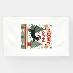 Meowy Catmas, Ugly Christmas Sweater, Cat Christma Banner