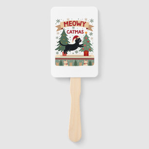 Meowy Catmas, Ugly Christmas Sweater, Cat Christma Hand Fan