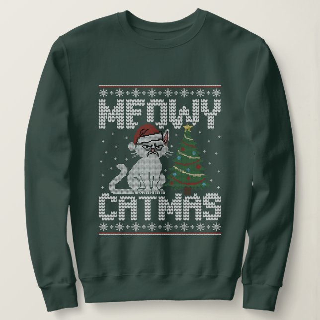 Meowy Catmas - Ugly Santa Cat  Sweatshirt (Design Front)