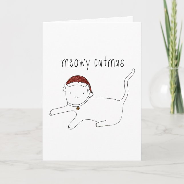 Meowy Catmas vertical greeting card (Front)