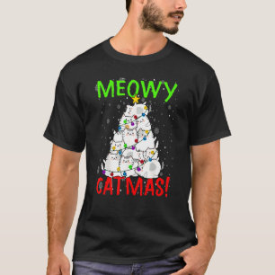 Meowy Cats Christmas Tree Xmas Lights Boys Girls K T-Shirt
