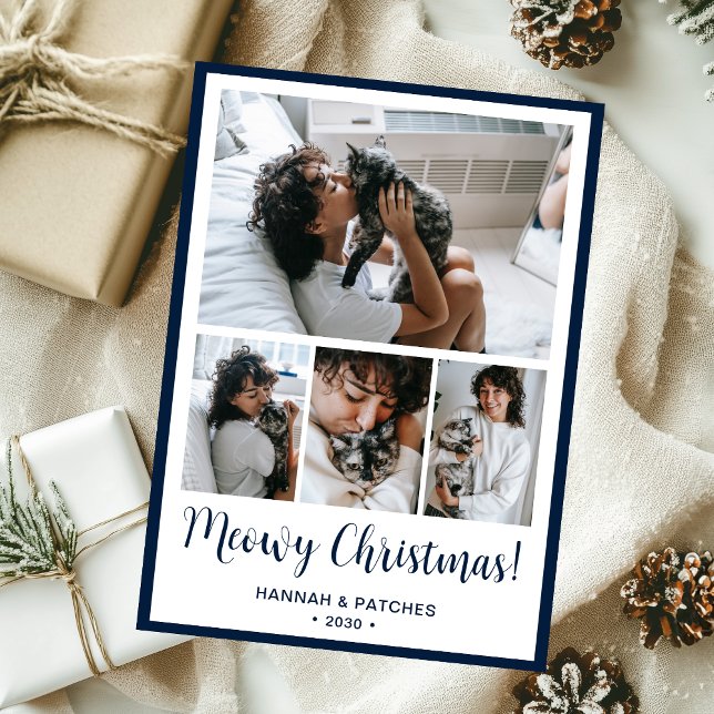 Meowy Christmas 4 Photo Holiday Card (Creator Uploaded)