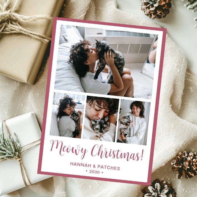 Meowy Christmas 4 Photo Holiday Card (Creator Uploaded)