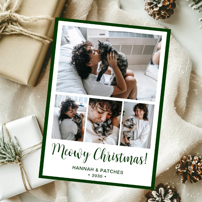 Meowy Christmas 4 Photo Holiday Card (Creator Uploaded)