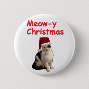 Meowy Christmas 6 Cm Round Badge