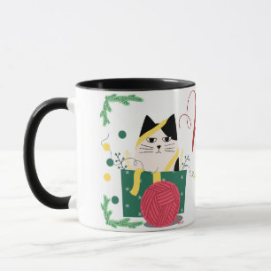 'Meowy Christmas' – Adorable Cat Cartoon Mug