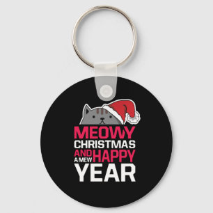 Meowy Christmas and Happy New Year Key Ring