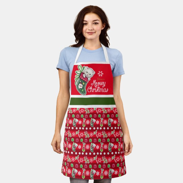 Meowy Christmas Apron (Worn)