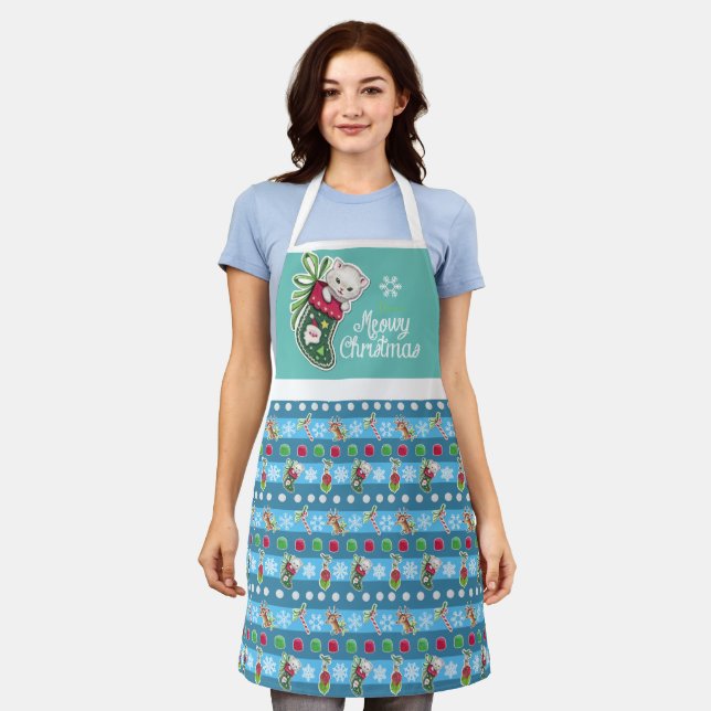 Meowy Christmas Apron (Worn)