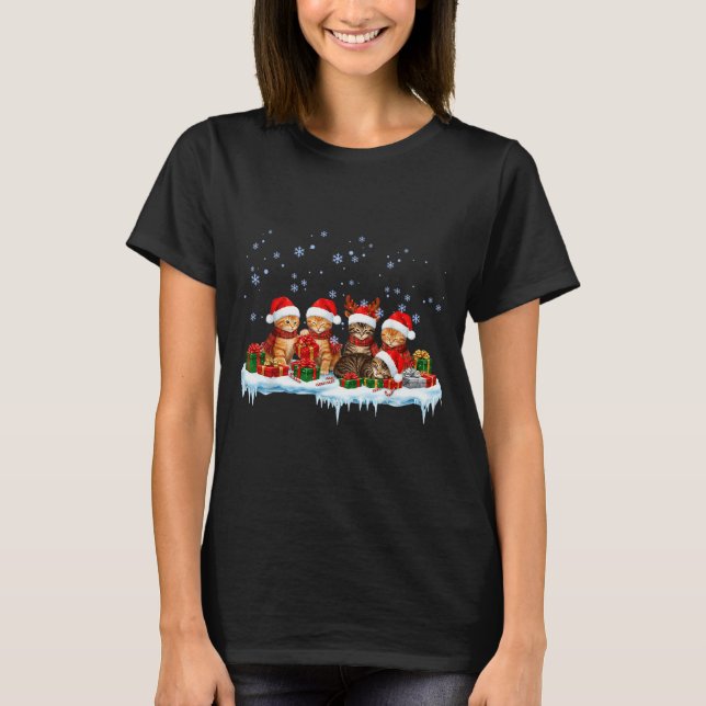 Meowy Christmas Black Cat Pajamas Family Funny Xma T-Shirt (Front)