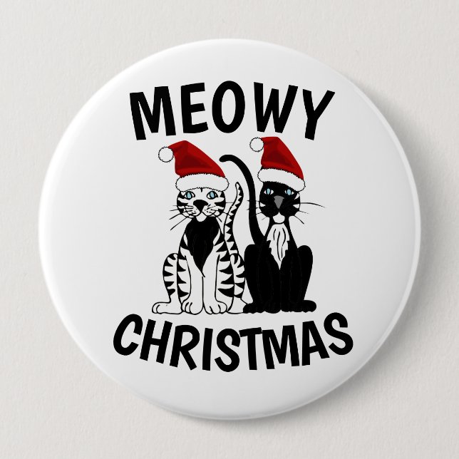 MEOWY CHRISTMAS BUTTON LARGE (Front)