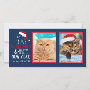Meowy Christmas Cat 2 Photo Photocard Holiday Card