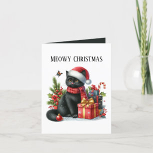 Meowy Christmas cat add message Holiday Card