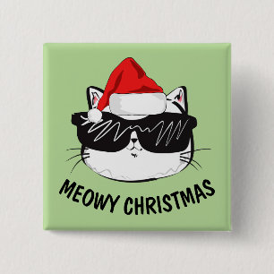 MEOWY CHRISTMAS CAT Buttons