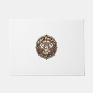 Meowy Christmas Cat Christmas Vintage Vector Art S Doormat