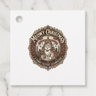 Meowy Christmas Cat Christmas Vintage Vector Art S Favour Tags