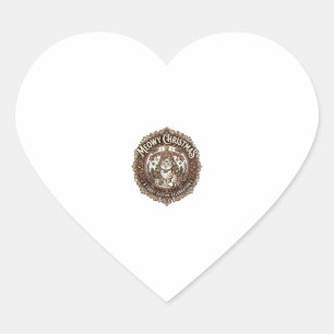 Meowy Christmas Cat Christmas Vintage Vector Art S Heart Sticker