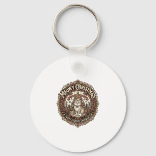Meowy Christmas Cat Christmas Vintage Vector Art S Key Ring