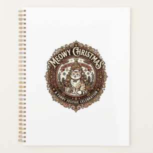 Meowy Christmas Cat Christmas Vintage Vector Art S Planner