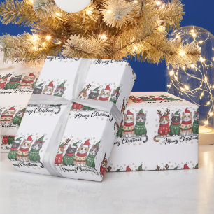 Meowy Christmas Cat Cute Cats with Santa Claus Hat Wrapping Paper
