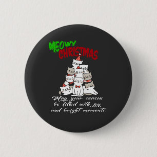 Meowy Christmas Cat – Cute Holiday Cat Lovers  6 Cm Round Badge