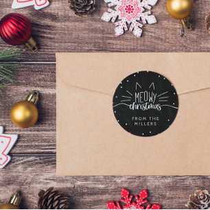 Meowy Christmas - Cat Ears & Whiskers Classic Round Sticker