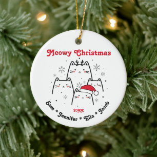 Meowy Christmas Cat Family Customizable Ceramic Tree Decoration