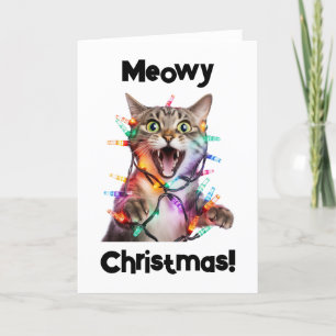 Meowy Christmas Cat Folded Greeting Card