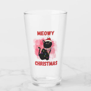 Meowy Christmas Cat Glass