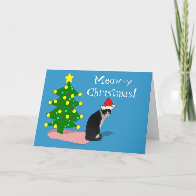 Meowy Christmas Cat Greeting Card (Front)