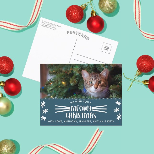 Meowy Christmas | Cat Holiday Photo Postcard (Creator Uploaded)
