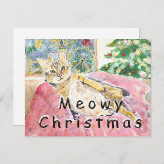 Meowy Christmas cat in London Card