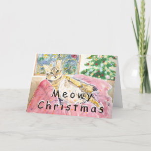 Meowy Christmas cat in London Thank You Card