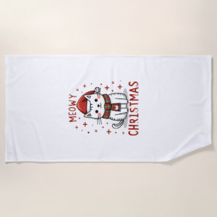 Meowy Christmas Cat Lover Funny Festive Holidays C Beach Towel