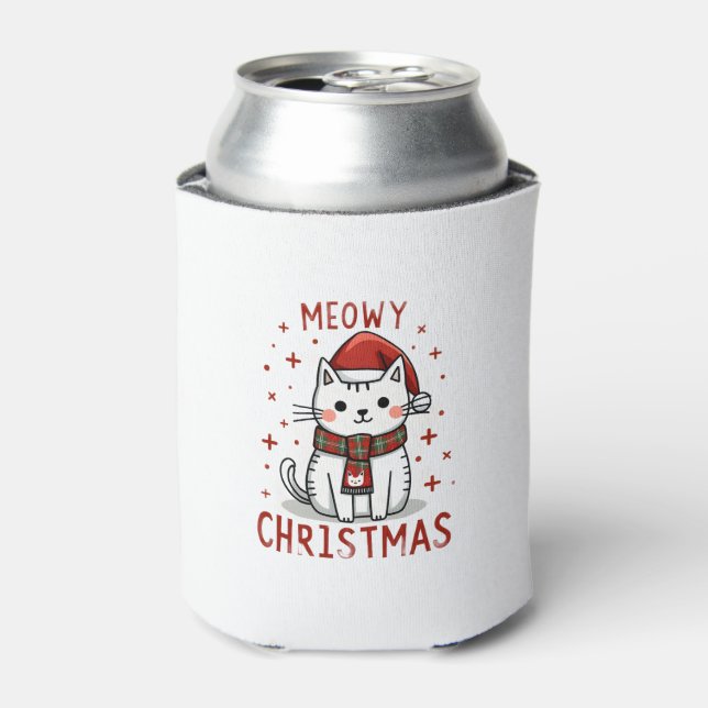 Meowy Christmas Cat Lover Funny Festive Holidays C Can Cooler (Can Front)