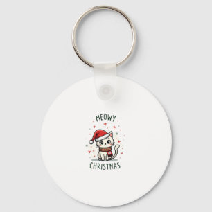 Meowy Christmas Cat Lover Funny Festive Holidays C Key Ring