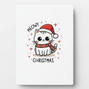 Meowy Christmas Cat Lover Funny Festive Holidays C Plaque