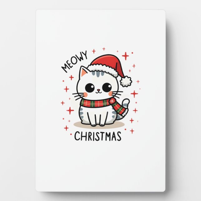 Meowy Christmas Cat Lover Funny Festive Holidays C Plaque (Front)